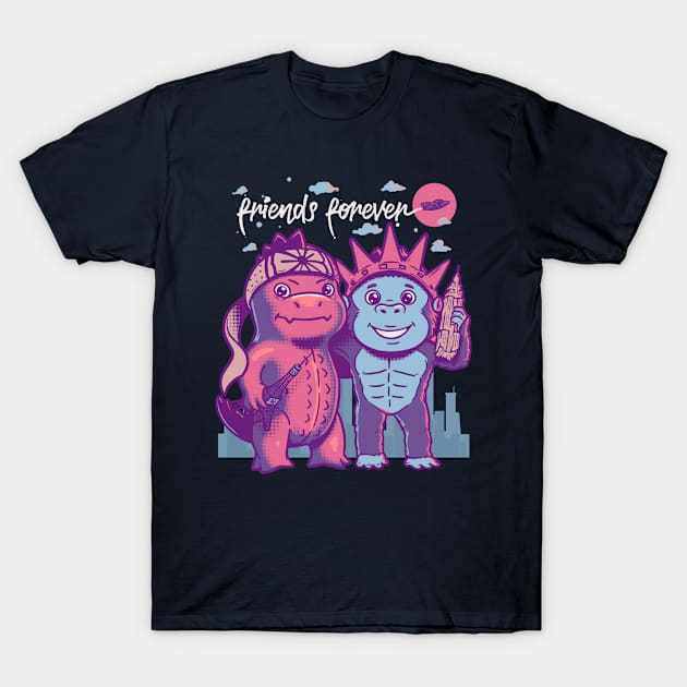 Godzilla King Kong Friends Forever T-Shirt by wehkid